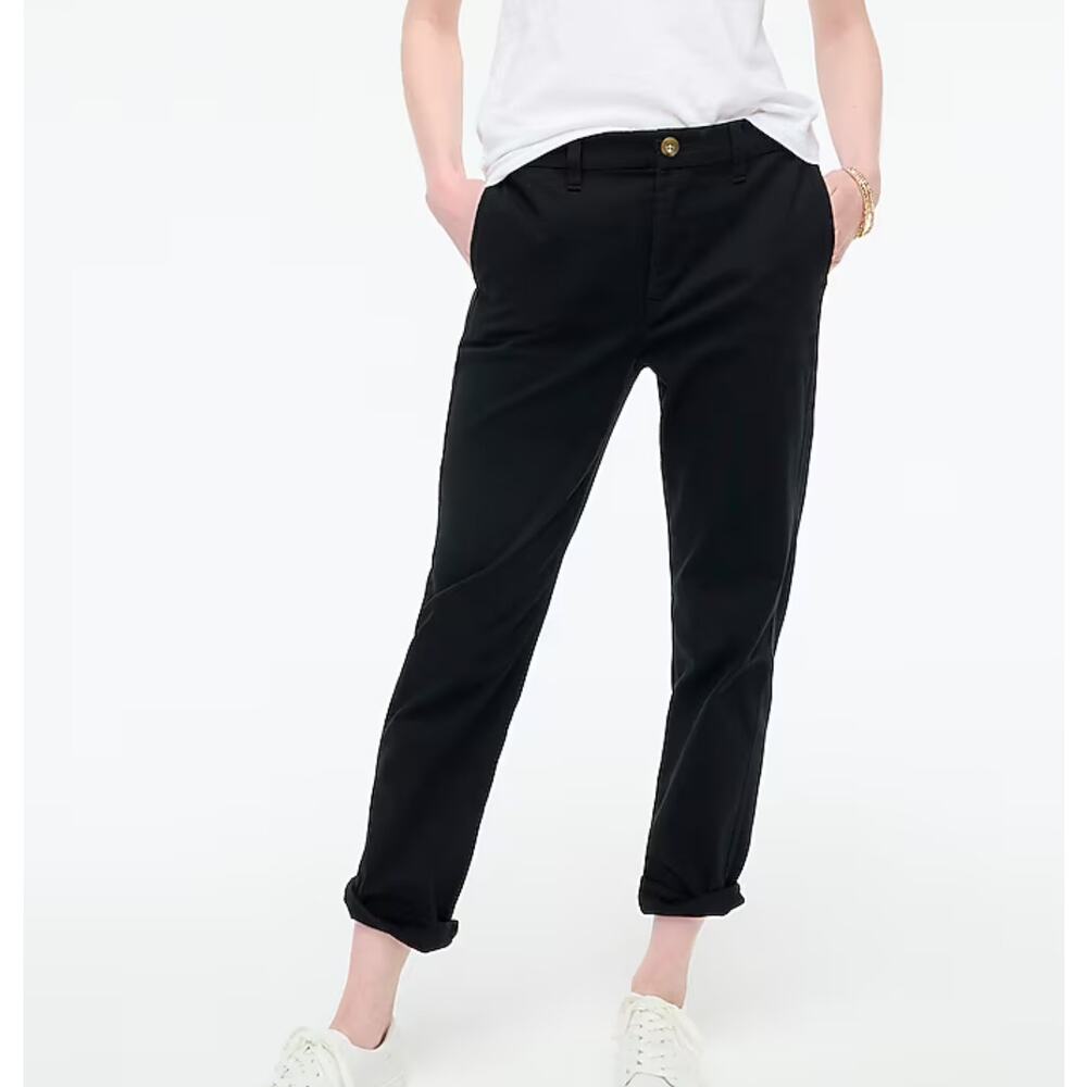 NWT J.Crew High-Rise Girlfriend Chino In Black Size 10 Petite